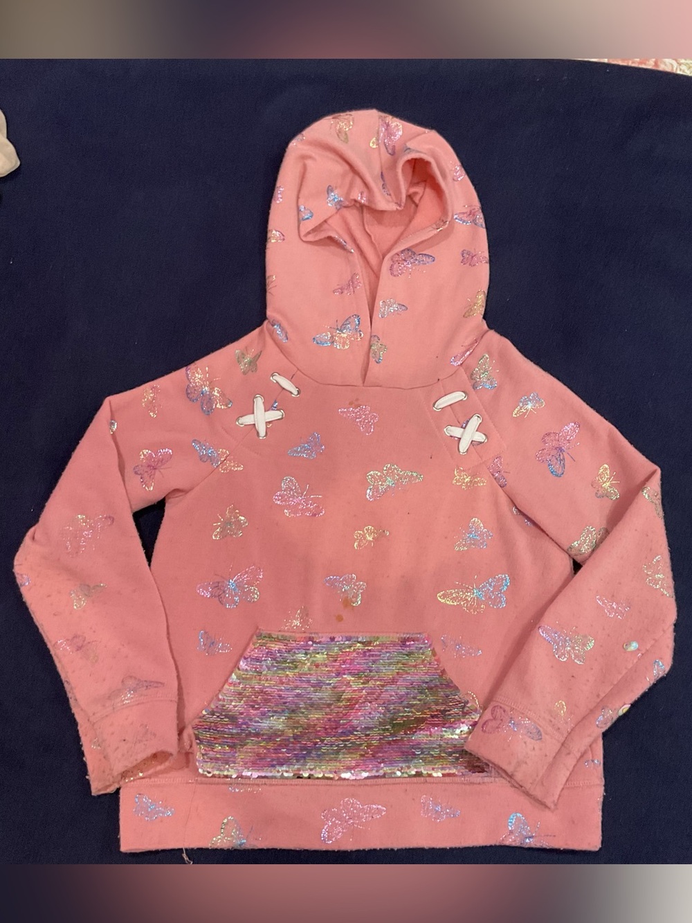 Btween Girls Sequin Butterfly Hoodie Size 7